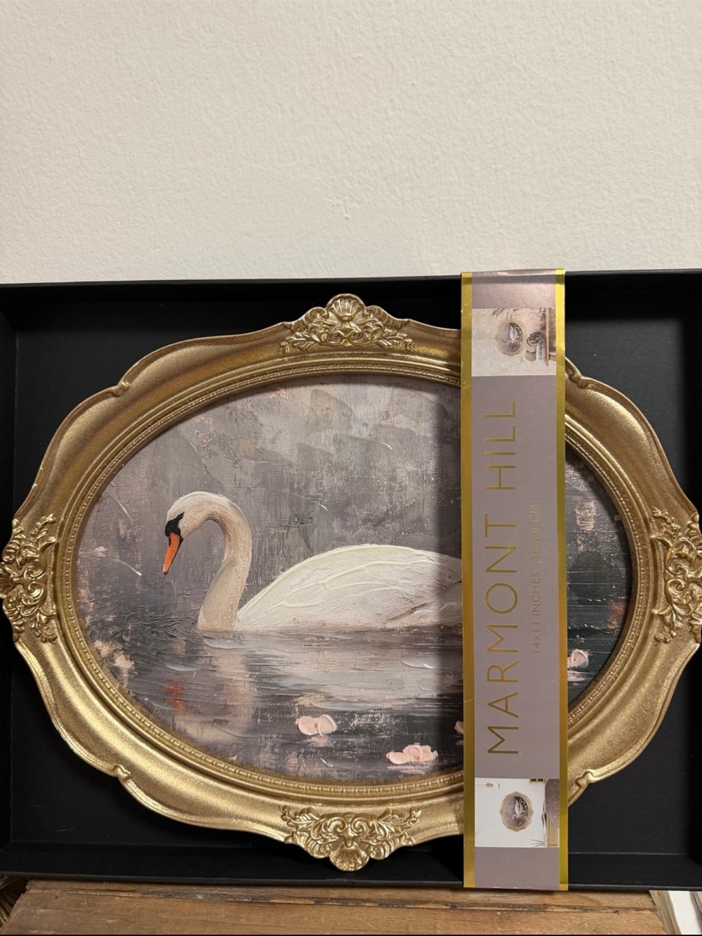 Viral Marmont Hill Swan Gold Framed Wall Art Painting 
11in x 14in